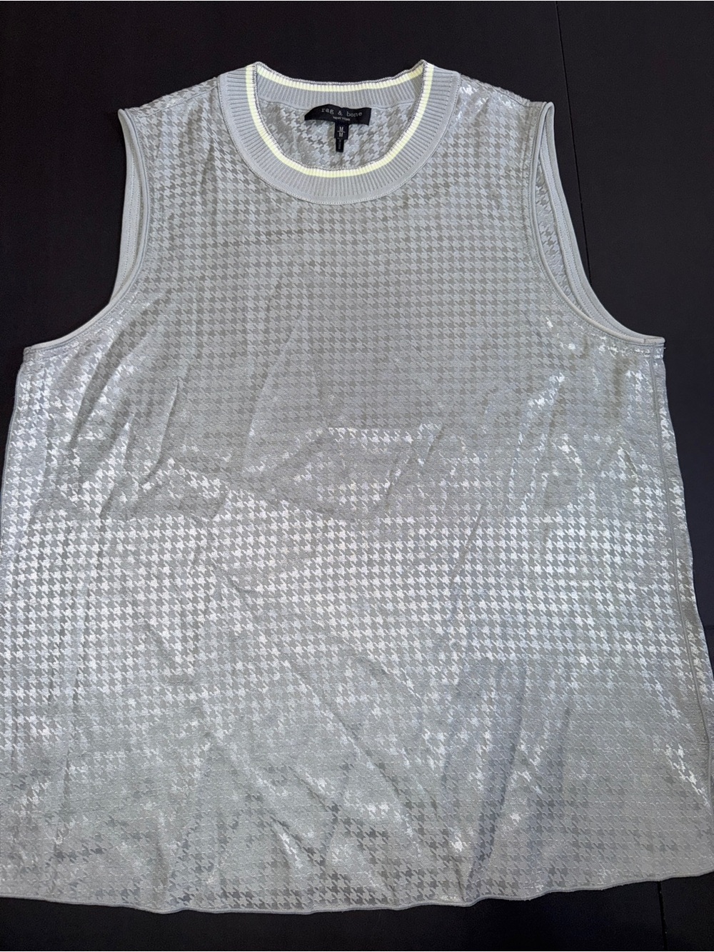 Rag & Bone Light Silver Houndstooth Sleeveless Top